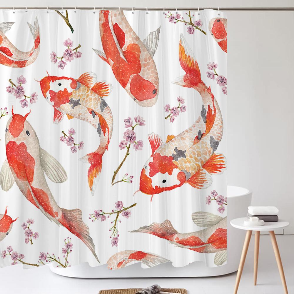 Tenda da Doccia Stile Cinese Fiore Uccello Tenda da Bagno Impermeabile Tessuto Stampato 3D Con Ganci Decorazione Tenda da Doccia