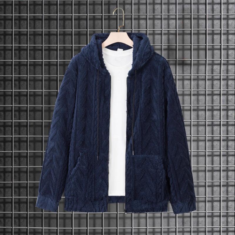 Women's Textured Fleece Hoodie Jacket Casual Zip Warm Plush Outerwear with Pockets