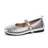 French flats silver single shoes women's summer 2025 new models with skirts light mouth Mary Jane shoes small leather shoes evening shoes