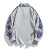 Jacquard Patchwork Polo Collar Hoodie for Couples, Versatile Pullover Top Long-sleeved Sweatshirt