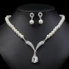 1 Set Bridal Faux Pearl Rhinestone Pendant Necklace Jewelry Women And Earrings Elegant Wedding Jewelry Set