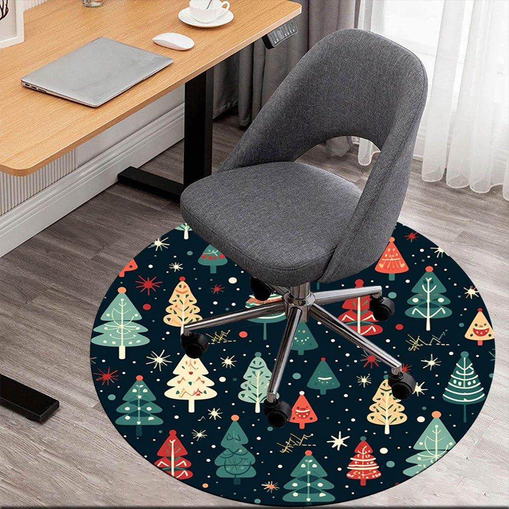

Christmas Tree Festival Round Rug - Festive Decor for Your HomeRound Non-Slip chair mat chair carpet for office Rugs for Office Decor Gift For Valenti 80cm by 80cm