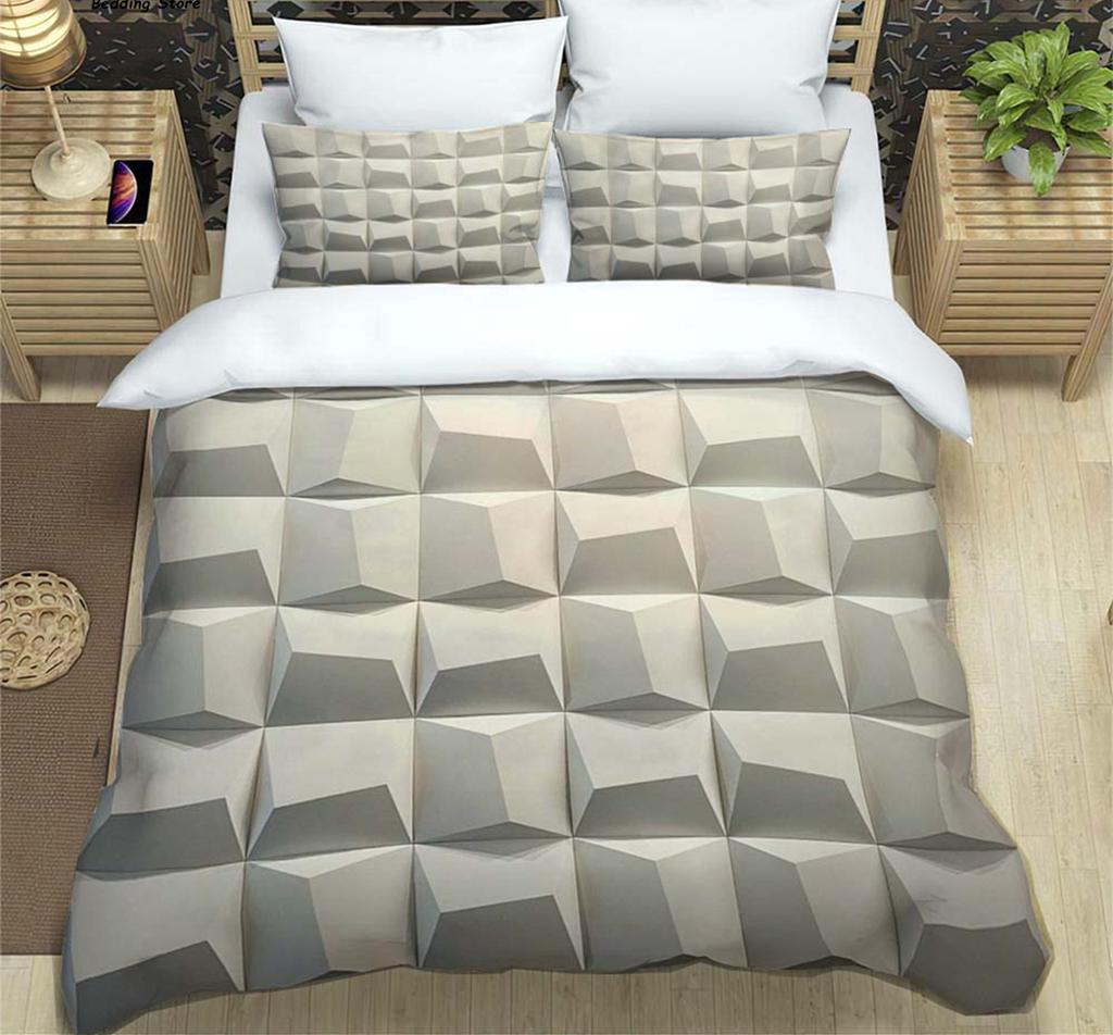 3D Modern Abstract Geometric Minimalist Printed Bedding Queen Bedding Set King Size Bedding Set Soft And Comfortable Breathable