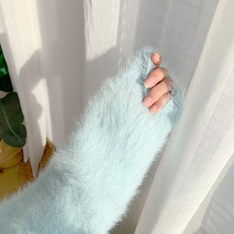 Autumn/Winter Imitation Mink Fleece Sweater for Women Loose Outerwear Pullover V-Neck Top for Women Knitwear Pullover Women