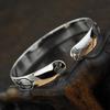 Retro Ethnic Lotus Pattern Blackened Open Bangle Classic Miao Fashion Women Bracelet Literary Accessory