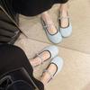 Fashion Block Heel Single Shoes Autumn New Color Block Round Toe Light Mouth Slip Strap Soft Sole Non-slip Low Heel Shoes