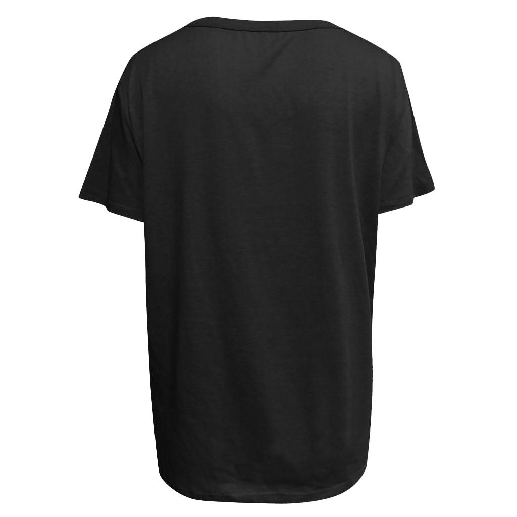 Womens Casual V Neck T-shirt Short Sleeve Letter Print Blouse Tops