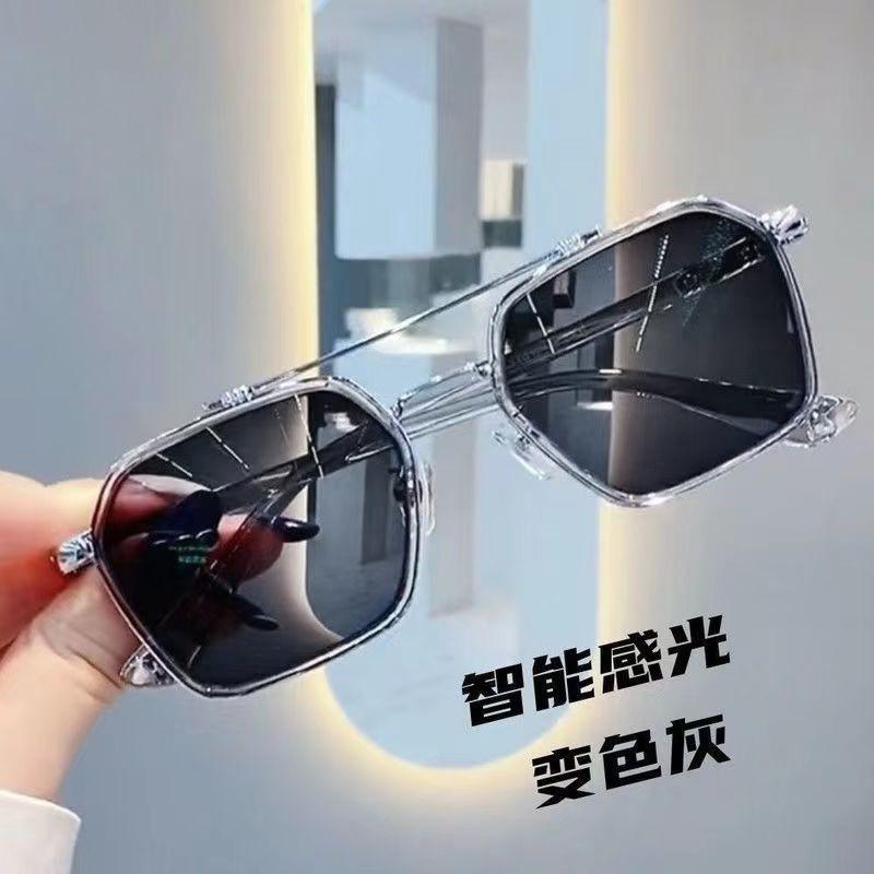 Men's Day & Night Color-Changing Double Bridge Sunglasses - Anti-UV, Trendy Driving Shades