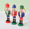 3pcs Holidays Nutcrackers Shaped Tree Hangings Hand Painted Wood Figurines Pendant Christmas Themed Embellishments