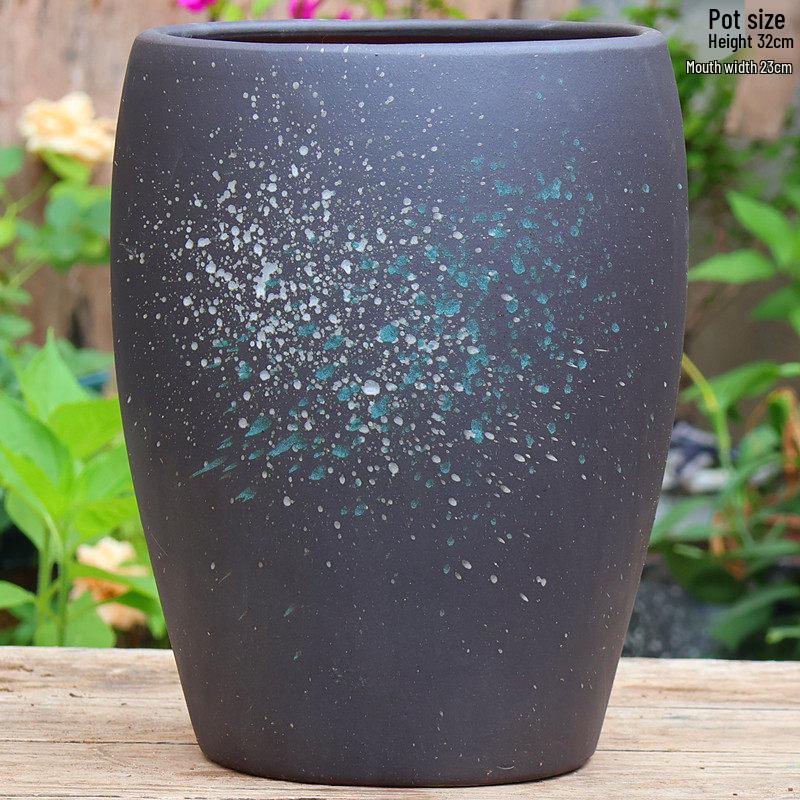 Large Vintage Ceramic Flower Pot for Indoor/Outdoor Plants - Breathable Tall Wide-Mouth Design for Bougainvillea & Succulents