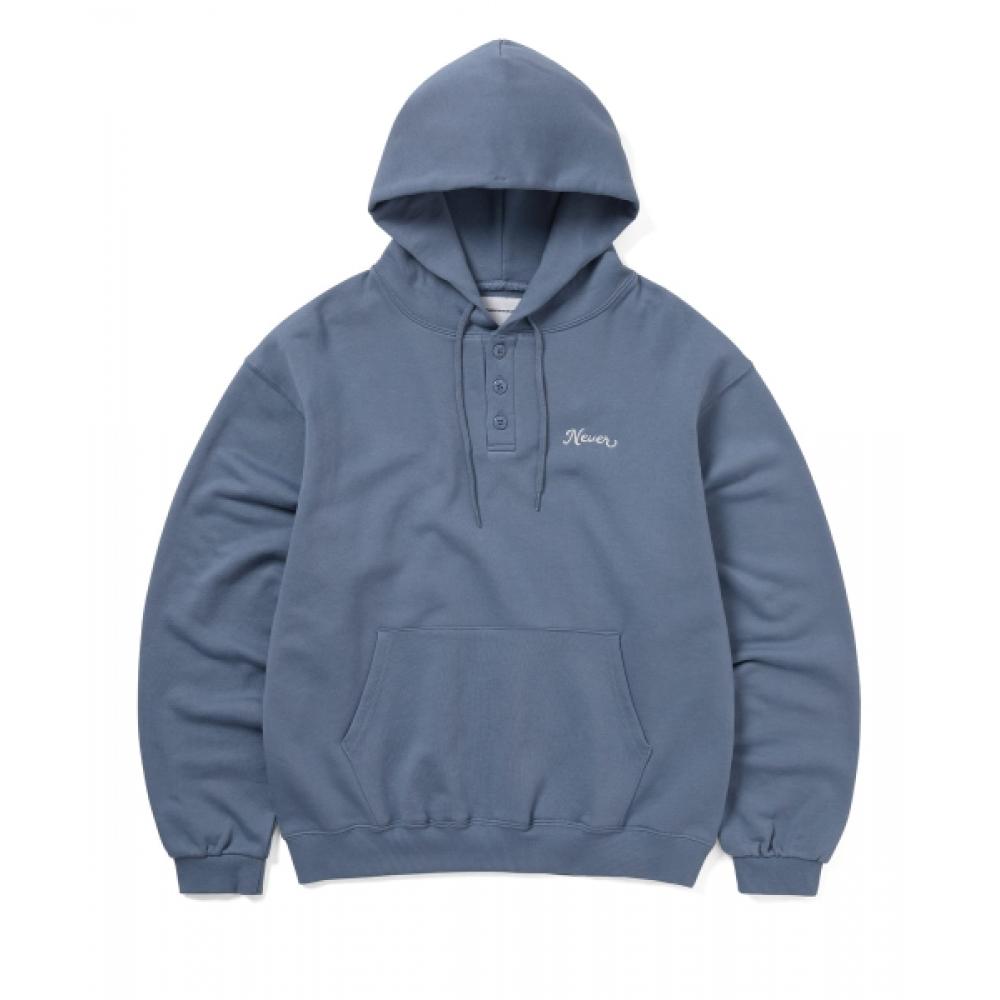 Thisisneverthat Quarter Button Hoodie Steel Blue S