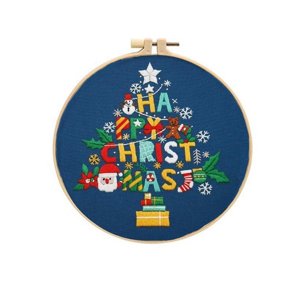 Handmade Christmas Embroidery Kit Snowman Tree Reindeer DIY Embroidery Kit Home Decor Suitable Beginners Cross Stitch Set
