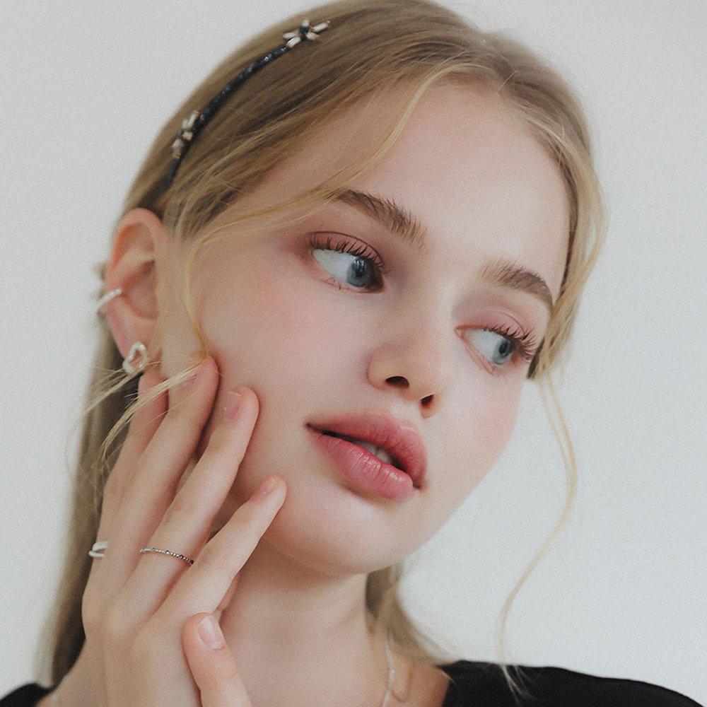 J.Lauren Bold Pebble Tweed Silver Ear Cuff M03942