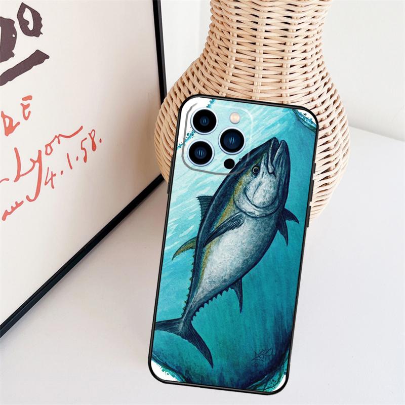 Blauflossen-Thunfisch Hülle Für iPhone 11 12 13 14 16 15 Pro Max Mini X XS Max XR Plus Cover Coque