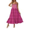 Women's Long Beach Casual Elegant Spaghetti Strap Maxi Dress Plaid Print Low-key Flowing Bohemian Dress