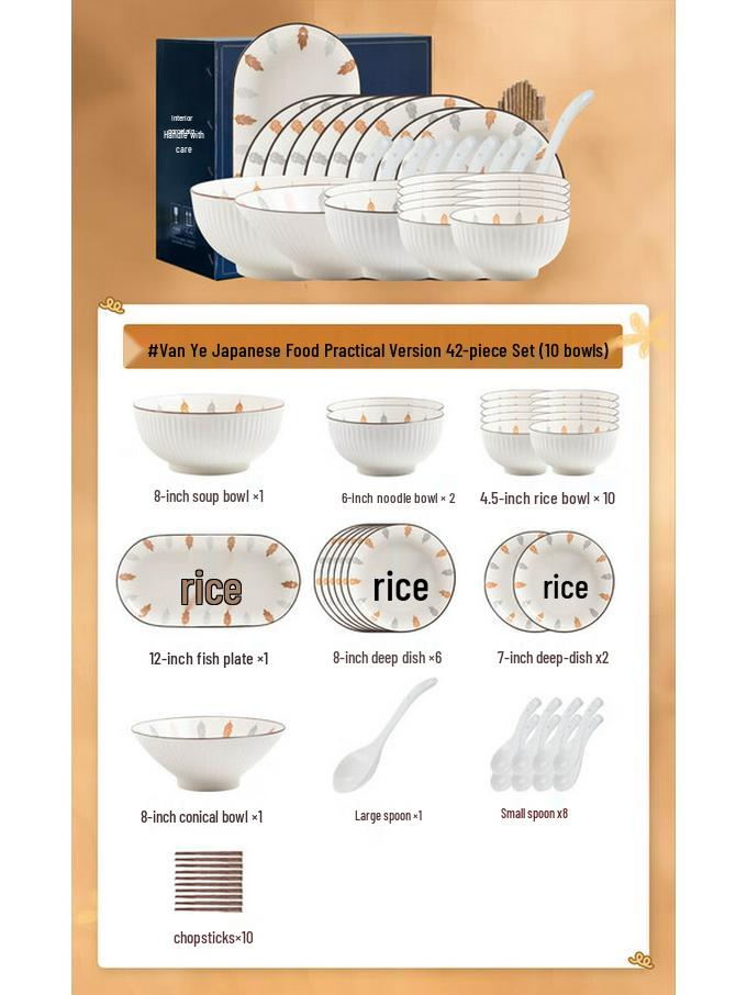 Kanmo Zen Leaf 42-Piece Ceramic Dinnerware Set