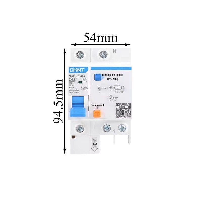 Chint 2P63A Air Switch with 32A RCCB for Three-Phase Electricity Protection and Household Circuit Breaking