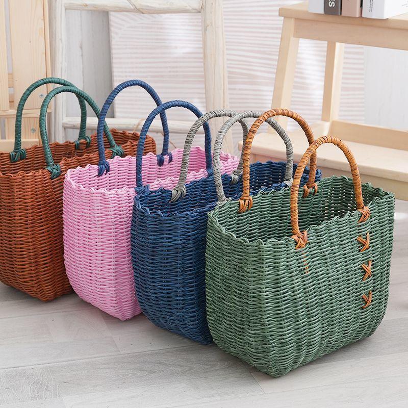 Household Picnic Basket Storage Bath Shopping Basket Woven Basket Vegetable Basket Gift Basket Souvenir Bath Hand Basket