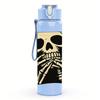 1PC Monochrome Skeleton Bust 750ml Color Plastic Sports Water Bottle Leakproof Flip Straw Lid For Sports Office Home Use