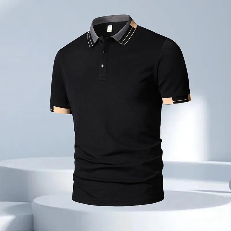New Men's Business Casual Short Sleeved Shirt Solid Color Polo Shirt Fashionable Breathable Comfortable Versatile Top