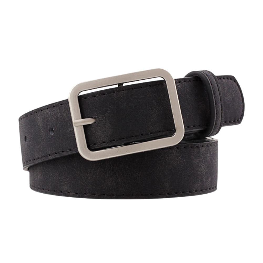 Men Women Belt Fashion Synthetic Leather Vintage Belt Button Versatile Square And Simple Belt P B1X4
