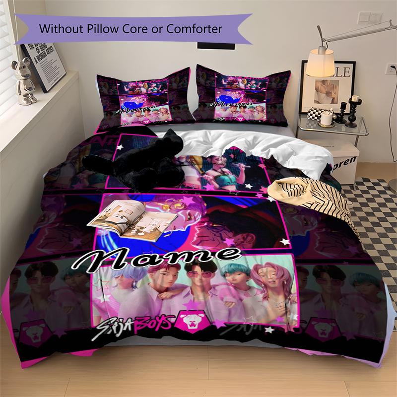Custom Textile Kpop Demon Hunters Bedding 3 Piece Set HD Print Duvet Cover Pillowcases for Teens Adult Bedroom Decoration