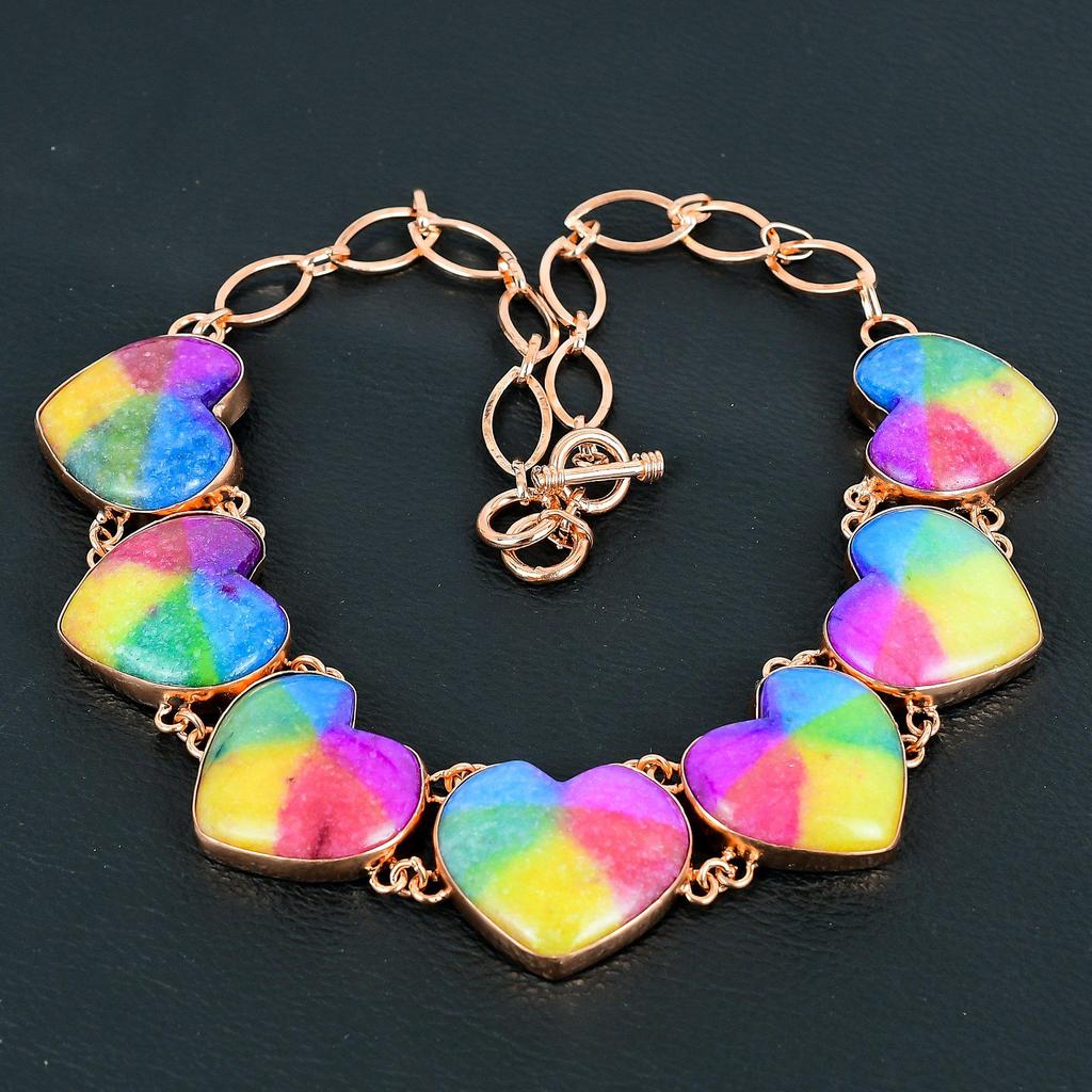 Rainbow Solar Quartz Handmade Gemstone Jewelry, 999 Copper Wire Wrapped Necklace Unique Design Jewelry, For Women