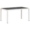 Garden Table with Glass Top White 150 x 90 x 75 cm Poly Rattan
