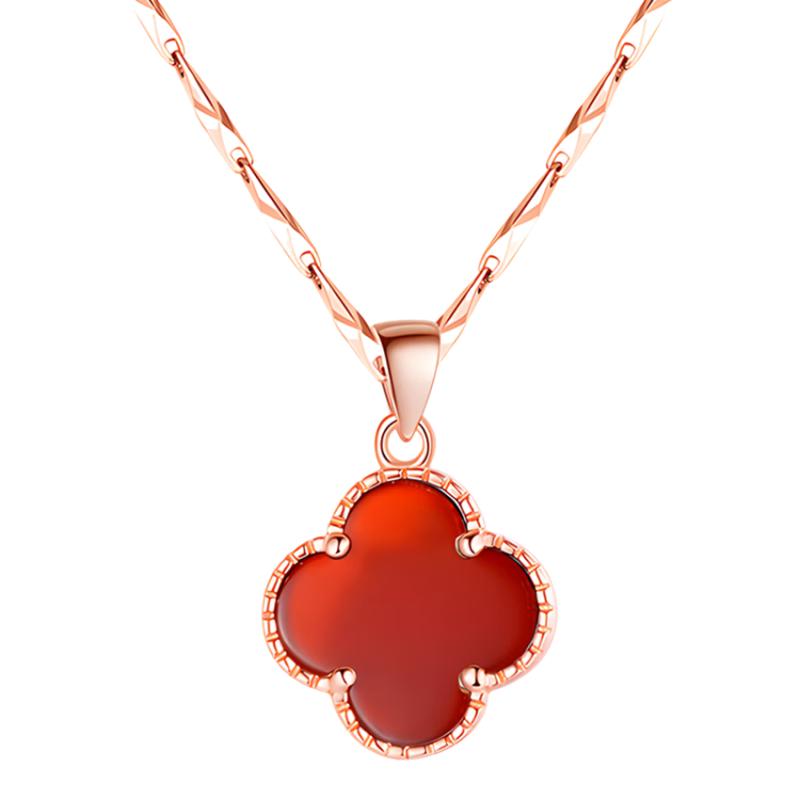 MANHE S999 Sterling Silver Four-Leaf Clover Necklace