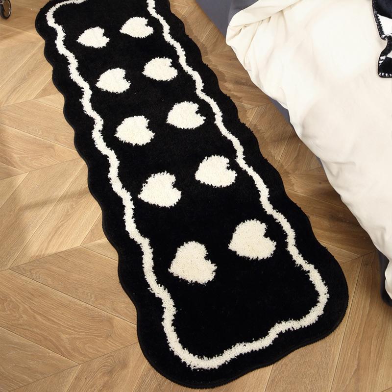 Black And White Love Bathroom Floor Mat Absorbent Non-Slip Quick-Drying Thickened Toilet Entrance Carpet Foot Rug