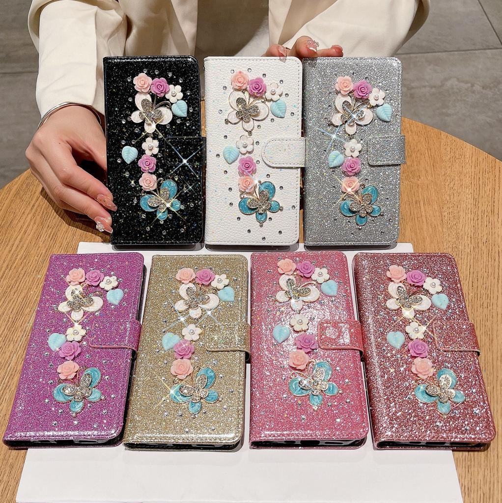 Bling Crystal Diamond Strass Portemonnaie Hülle für Iphone 14 Pro Max 13 12 11 Xr Xs X 7 8 Plus Se 2022 Karten Solt Glitzer Hülle