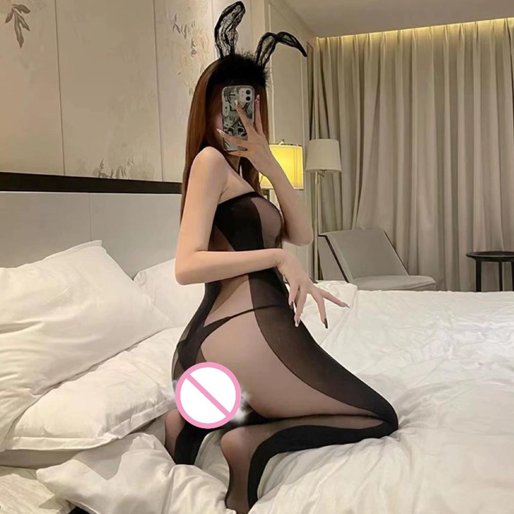 Sex Toys For Couples Sheer Silk Bodystocking Black Lace Jumpsuit Erotic Pantyhose Women'S Sexy Lingerie Porno Sexy Clothing