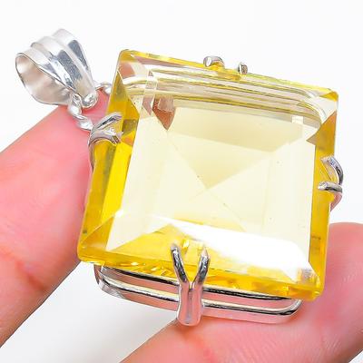 Citrine Handmade Gemstone 925 Sterling Silver Jewelry Pendant 1.77" q0N46