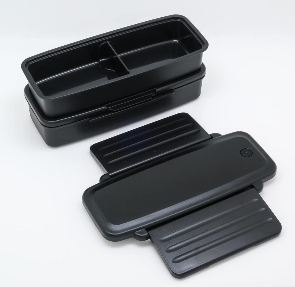 OSK Bento Lunch Box with 860ml MAKURO Made in Dishwasher and Microwave Safe Box, BLW-12H, Two-Tier Dividers, Capacity, MKR, Japan, Antibacterial,
