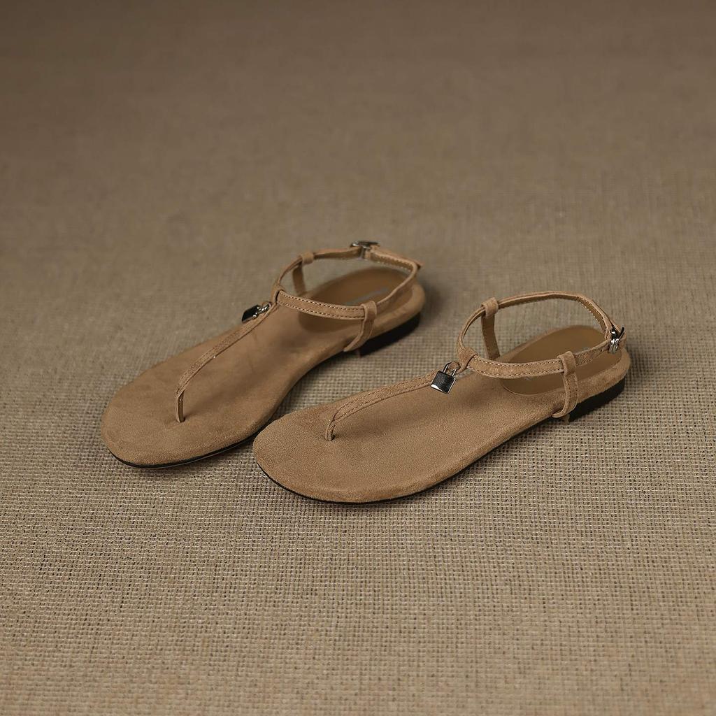 Krazing Pot Suede Summer Size 42 Low Heels Luxury Shoes European Design Women Women Peep Toe Slip On Sandals