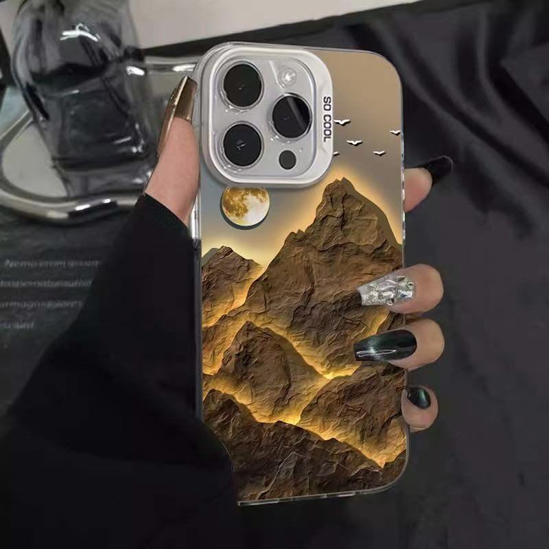 Golden Mountains Suitable for Apple 17Promax mobile phone case iPhone16/15ins14 text 13 electroplating case