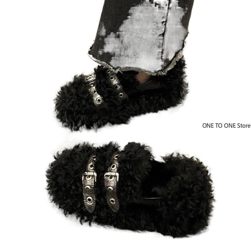 Mode Winter Schuhe Damen Clogs Plateau Runde Zehen Loafers Fell Flacher Ausschnitt Lässige Damen Sneaker Mokassin Neu Creepers Bequem S