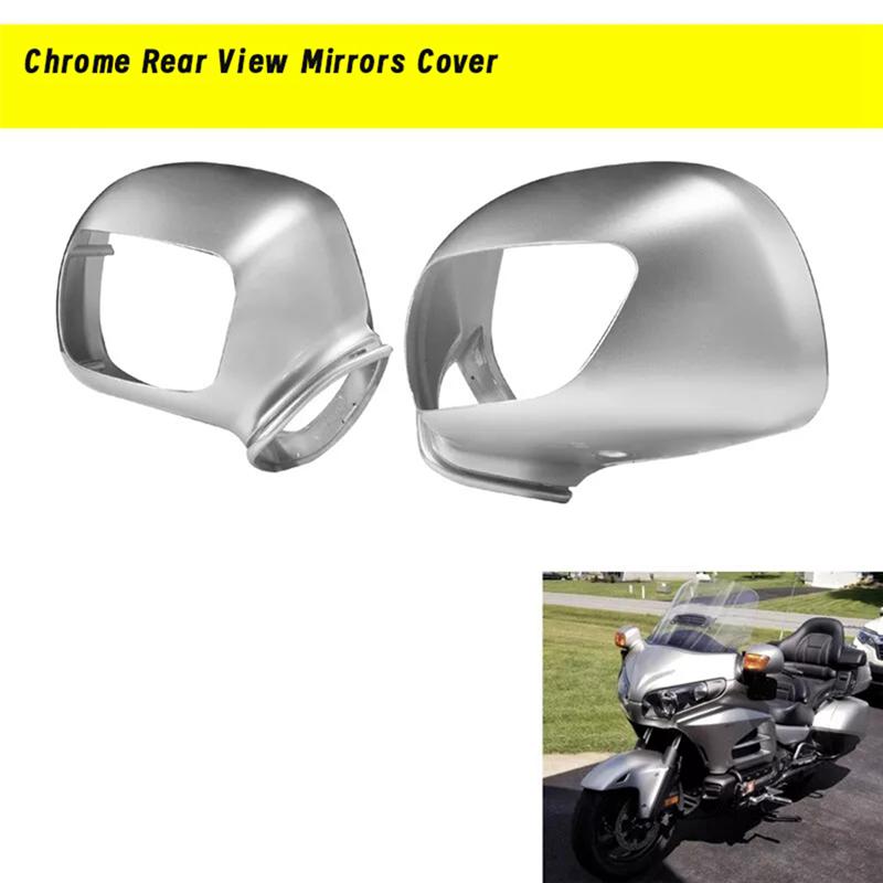 Motorcycle Rear View Mirror Cover 1 Pair For Honda Goldwing 1800 GL1800 2001- 2017 Chrome Side Wing Shell Mirror Decor