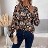 Round Neck 3D Printed Plant Flower Pattern Top Fashionable Casual Long Sleeved Women's Sweatshirts