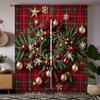 2pcs HD Christmas Garland Rattan Colored Ball Decorative Curtain Green Tie Digital Printed Curtain Home Decoration Style Deco