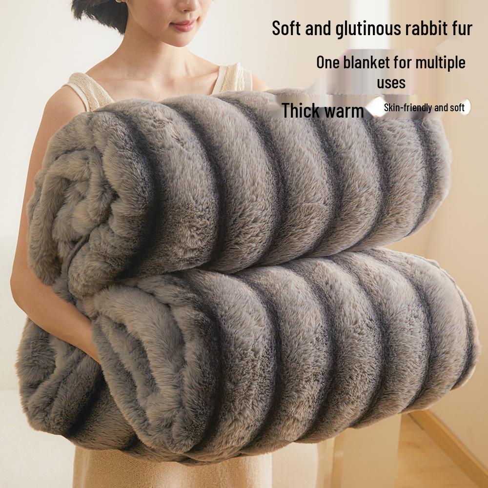 

Плотный зимний фланелевый плед класса А - Нап из кроличьего пуха и кораллового флиса для кровати Matching Cushion (45*45cm)