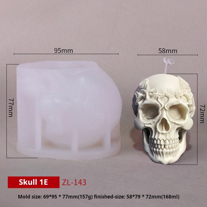 3D Rose Flower Skull Candle Mold Silicone Soap Candle Polymer Clay Plaster Making for Home and Office 3D Halloween Decoration