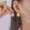 Hepburn-Inspired Geometric Diamond Earrings: Versatile, Fashionable, Light Luxury Copper with 18k Gold Plating