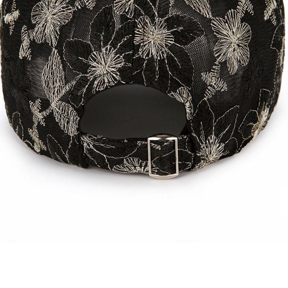 Adjustable Floral Lace Baseball Cap Hollow Outdoor Sun Hat Elegant Mesh Baseball Hat  For Women