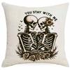 Halloween Couple Skull Print Pillowcase Home Sofa Cushion Pillowcase