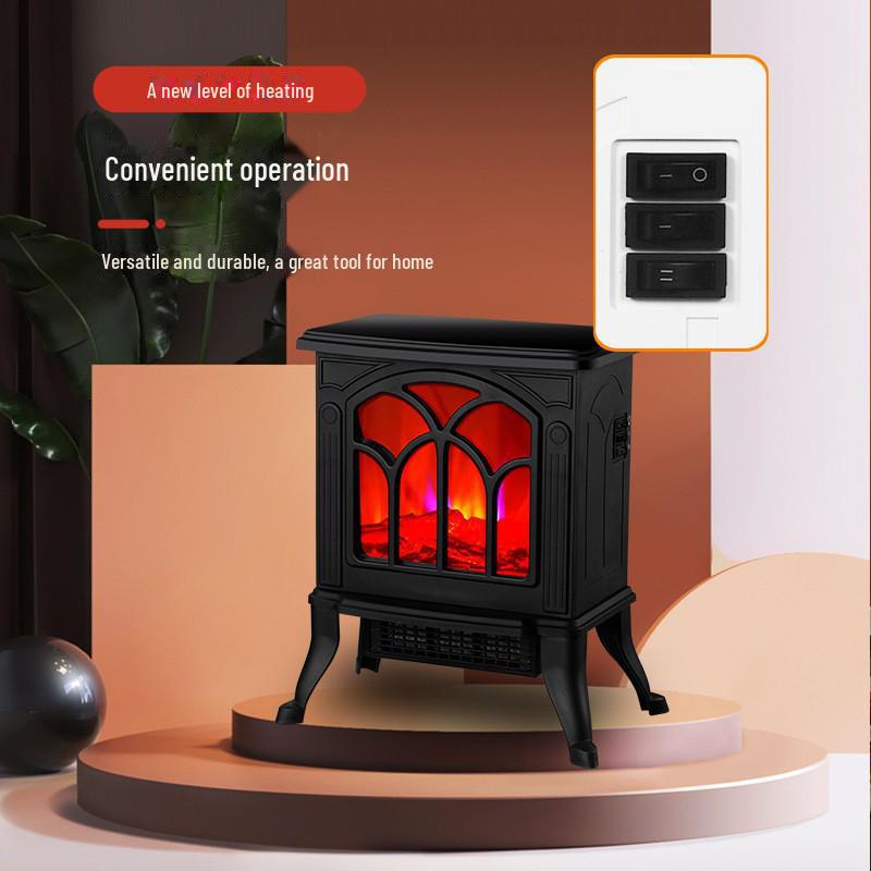 

Электрический камин с имитацией пламени для дома, спальни или ванной комнаты - компактный воздухонагреватель и отопительная печь mechanical, more than 500 units чёрный