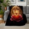 "Enchanted Moonlit Rose Butterfly Wall Art Print"Blanket Flannel Throw Blanket for Sofa, Bed, Travel, Camping, Office