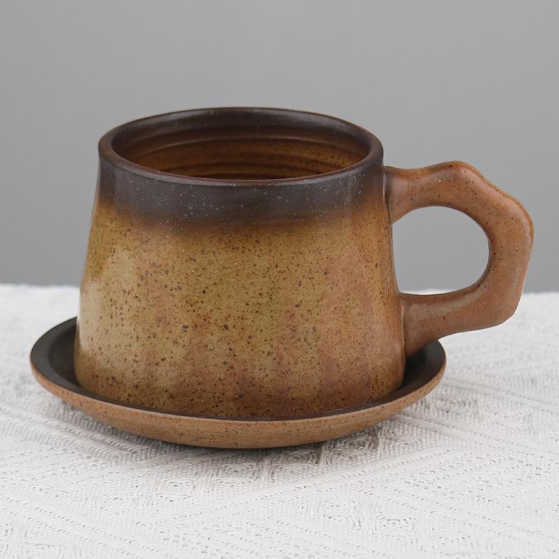 Retro Ceramic Cup and Saucer Set - Niche Design Creative Coffee Mug