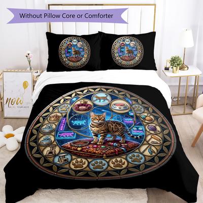 Daemon Core Glass Pattern Bedding,Quilt Set Quilt Cover Pillowcase Home Birthday Gift (1 * Duvet Cover + 2 * Pillowcase, Without Core)