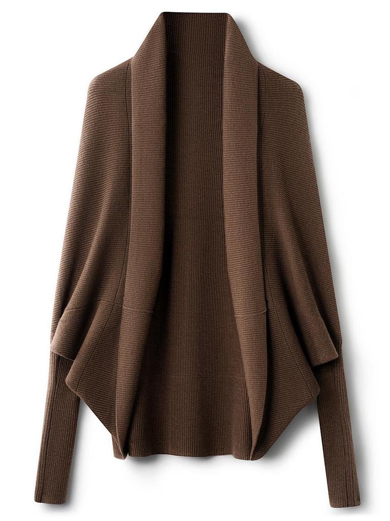 Wool Striped Batwing Sleeve Cardigan Women's Knit Shawl Loose Cloak Sweater Coat